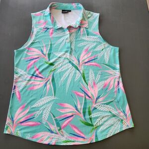 Sunday Swagger Sleeveless Golf Polo Womens XX-Large Pink Bali Tropical Active